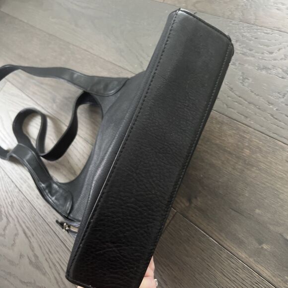 Fossil Key Bag Genuine Black Pebbled Leather Shoulder Bag #75082 Vintage - Picture 7 of 10